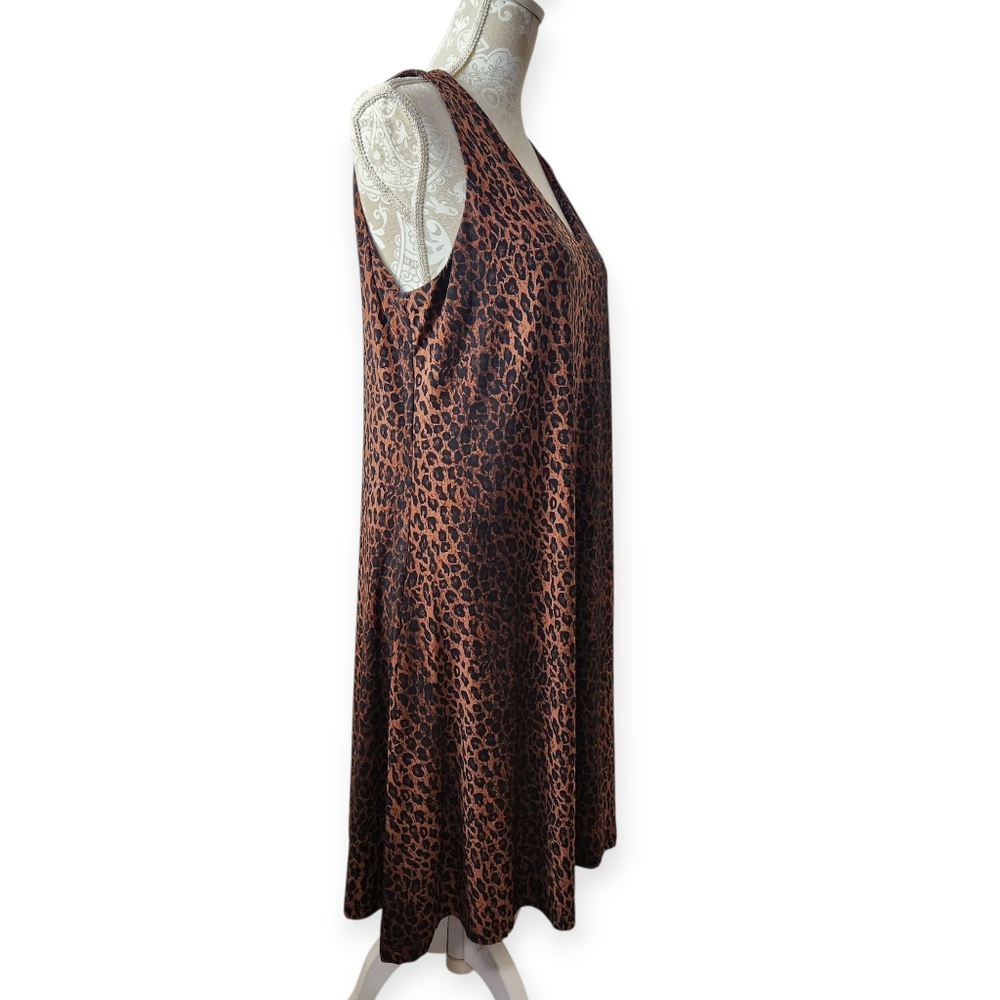 Anne Klein Sleeveless Leopard Print A-Line Shift Dress Size 12